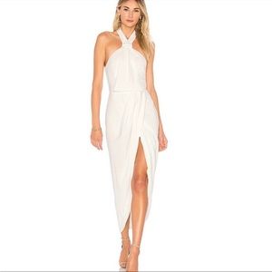 Shona Joy Knotted Tulip Hem Gown Ivory Women's Size 8